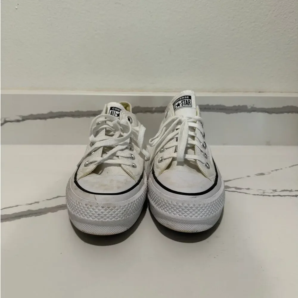Converse Chuck Taylor All Star Lift Platform Shoes Women's 8 White Low Top